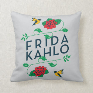 Frida Kahlo   Floral Typography Cushion