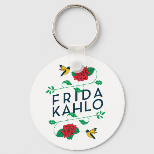 Frida Kahlo   Floral Typography Key Ring