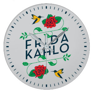 Frida Kahlo   Floral Typography Large Clock