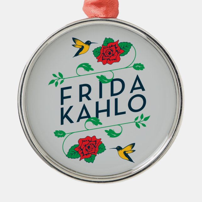 Frida Kahlo | Floral Typography Metal Ornament (Front)