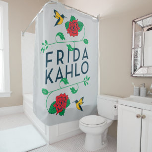 Frida Kahlo Floral Typography Shower Curtain