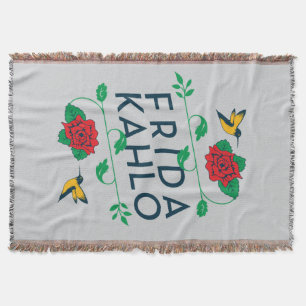 Frida Kahlo Floral Typography Throw Blanket
