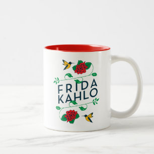 Frida Kahlo   Floral Typography Two-Tone Coffee Mug