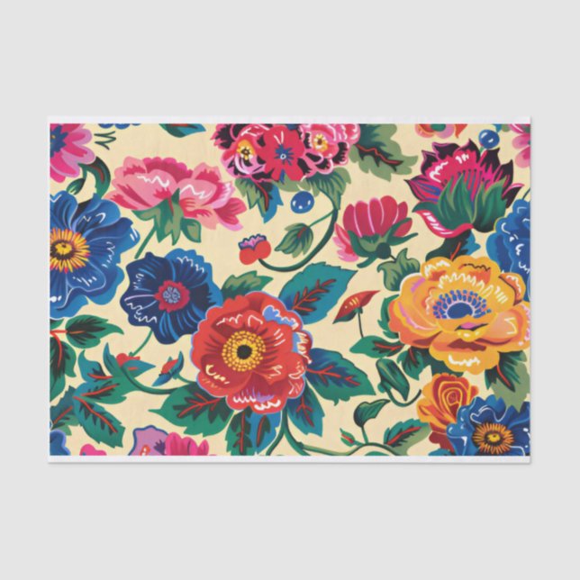 Frida Kahlo Flowers, Mexican, Hispanic Decoupage Tissue Paper (Front)