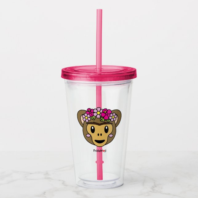 Frida Kahlo | FridaMoji - Monkey Acrylic Tumbler (Front)