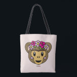 Frida Kahlo | FridaMoji - Monkey Tote Bag<br><div class="desc">Frida smiles,  laughs,  sheds tears of joy and so much more! This FridaMoji features a smiling Friday with a cute monkey on her head.</div>