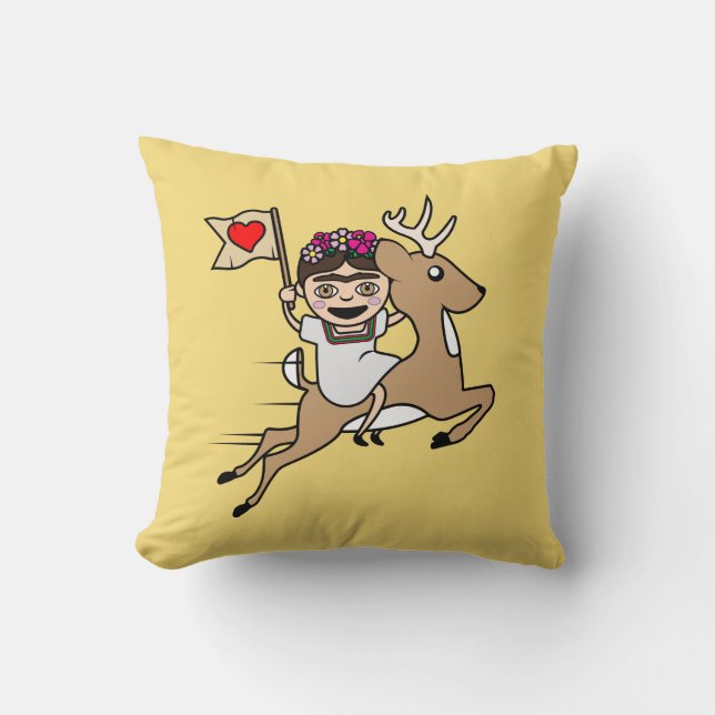 Frida Kahlo | FridaMoji - Reindeer Cushion (Front)