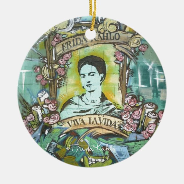 Frida Kahlo Graffiti Ceramic Ornament (Front)