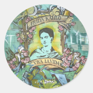Frida Kahlo Graffiti Classic Round Sticker