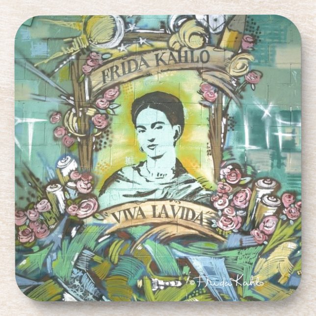 Frida Kahlo Graffiti Coaster (Front)