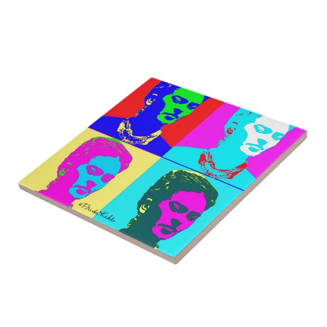 Frida Kahlo Inspired Portrait Ceramic Tile (Side)