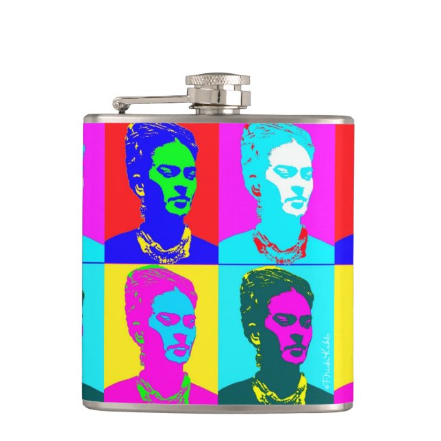 Frida Kahlo Inspired Portrait Hip Flask (Front)