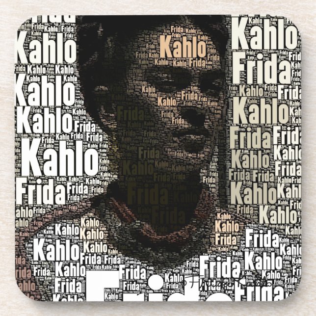 Frida Kahlo Lettering Portrait Coaster (Front)