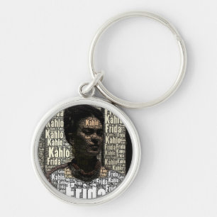 Frida Kahlo Lettering Portrait Key Ring