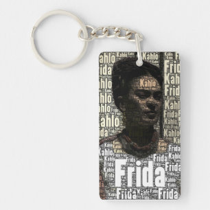 Frida Kahlo Lettering Portrait Key Ring