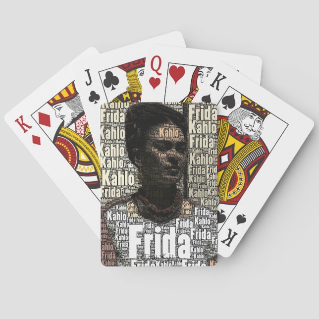 Frida Kahlo Lettering Portrait Playing Cards (Back)