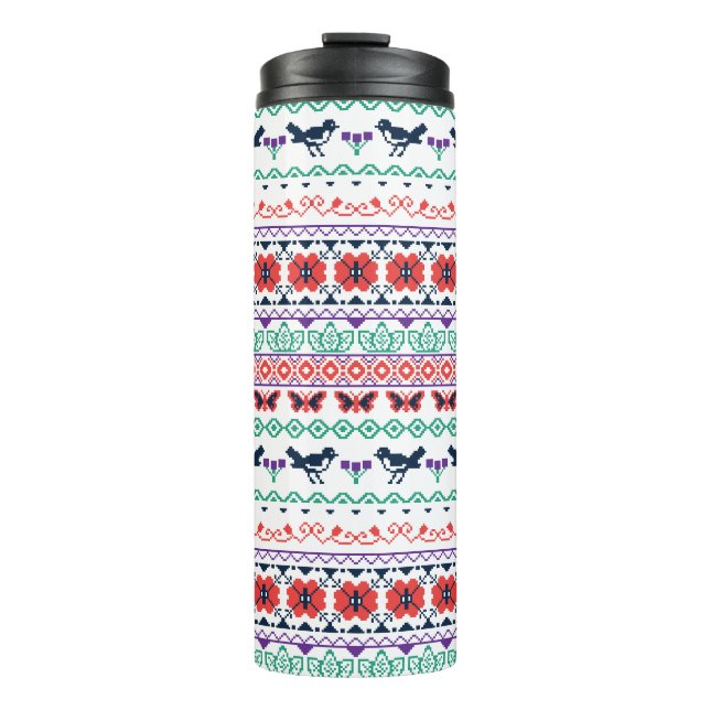 Frida Kahlo | Mexican Pattern Thermal Tumbler (Front)