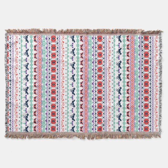 Frida Kahlo | Mexican Pattern Throw Blanket (Front)