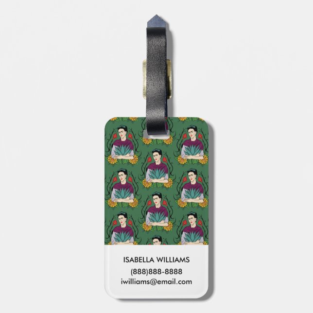 Frida Kahlo | Mi Mexico Lindo Pattern Luggage Tag (Back Vertical)