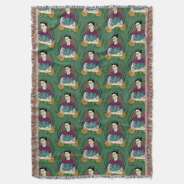 Frida Kahlo | Mi Mexico Lindo Pattern Throw Blanket (Front Vertical)