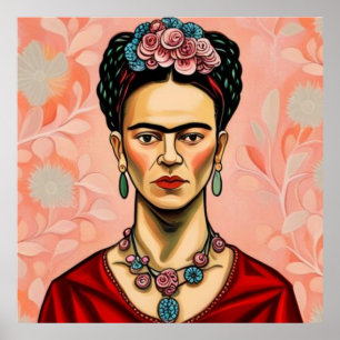 Frida Kahlo model with flowers in her hair Poster