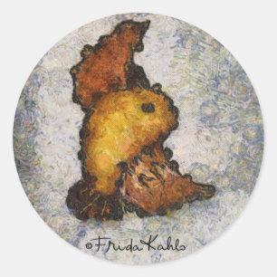 Frida Kahlo Monet-Style Bird Painting Classic Round Sticker