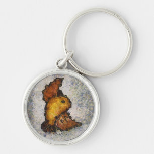 Frida Kahlo Monet-Style Bird Painting Key Ring
