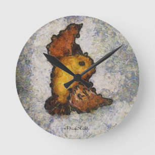 Frida Kahlo Monet-Style Bird Painting Round Clock