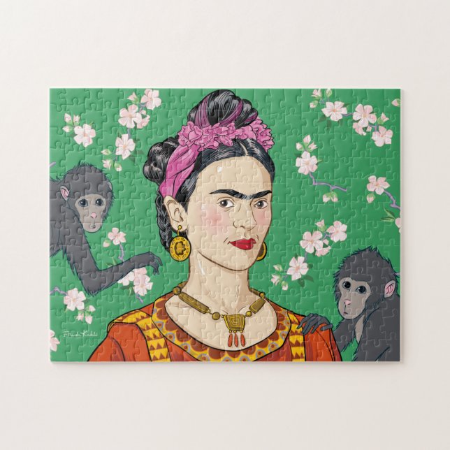 Frida Kahlo Monkey Graphic Jigsaw Puzzle (Horizontal)