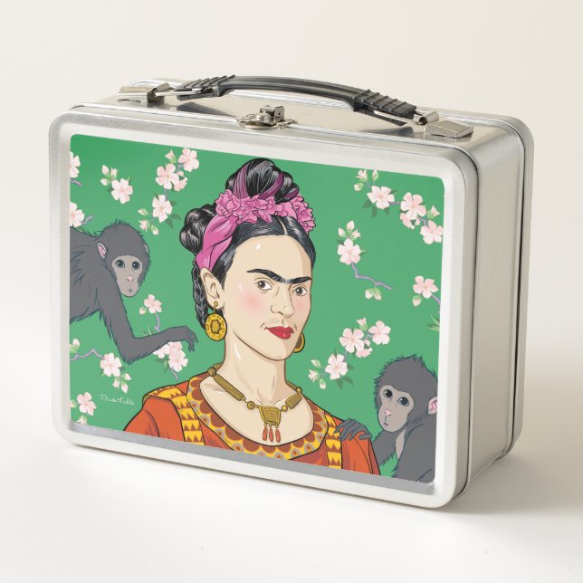 Frida Kahlo Monkey Graphic Metal Lunch Box (Front)