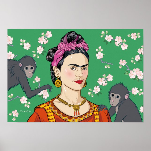 Frida Kahlo Monkey Graphic Poster (Front)