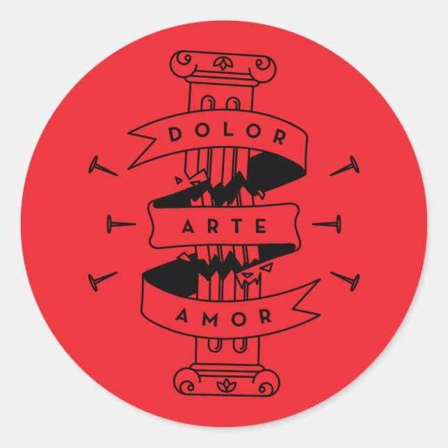 Frida Kahlo | Pain Art Love Classic Round Sticker (Front)