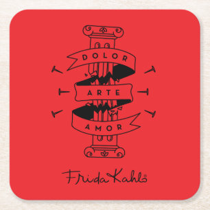 Frida Kahlo Pain Art Love Square Paper Coaster