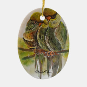 Frida Kahlo Painted Birds Ceramic Ornament