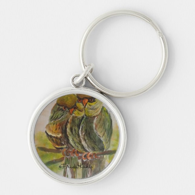Frida Kahlo Painted Birds Key Ring (Front)
