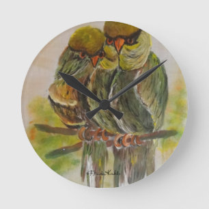 Frida Kahlo Painted Birds Round Clock