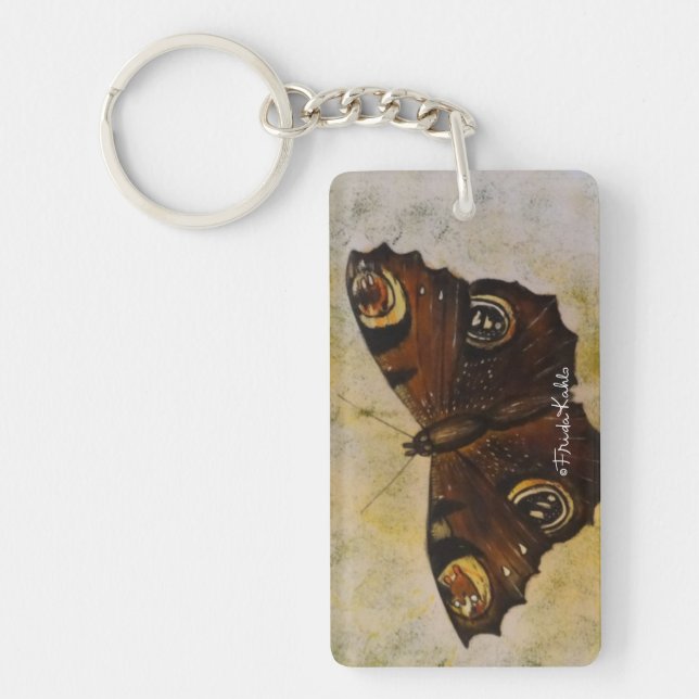 Frida Kahlo Painted Butterfly Key Ring (Front)