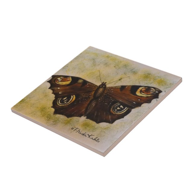 Frida Kahlo Painted Butterfly Tile (Side)