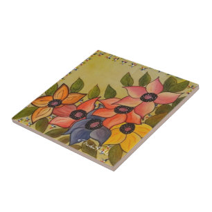 Frida Kahlo Painted Flores Ceramic Tile