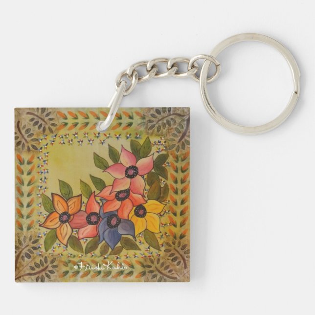 Frida Kahlo Painted Flores Key Ring (Back)