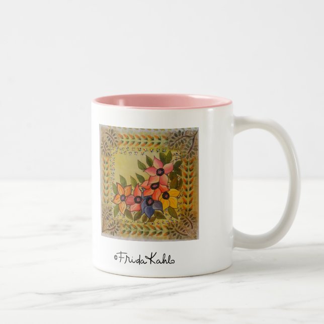 Frida Kahlo Painted Flores Two-Tone Coffee Mug (Right)