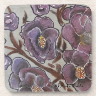 Frida Kahlo Painted Flowers Coaster