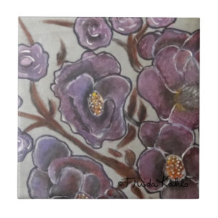 Frida Kahlo Painted Flowers Tile