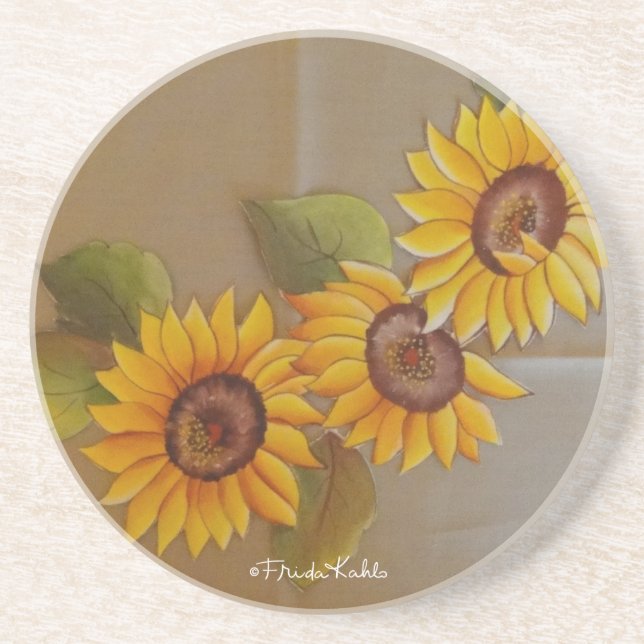 Frida Kahlo Painted Sunflowers Coaster (Front)