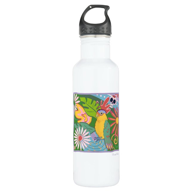 Frida Kahlo Parrot Graphic 710 Ml Water Bottle (Front)