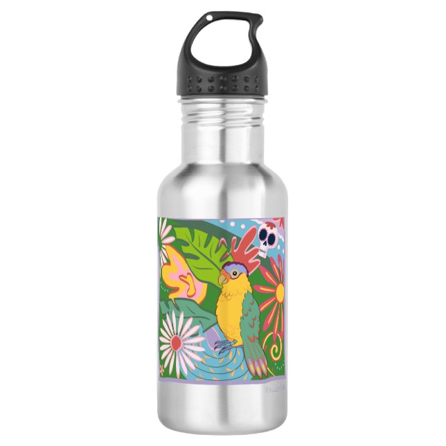 Frida Kahlo Parrot Graphic 710 Ml Water Bottle (Front)