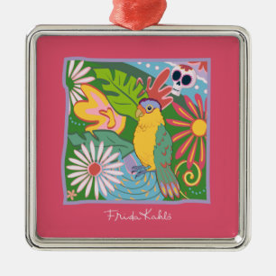 Frida Kahlo Parrot Graphic Metal Ornament
