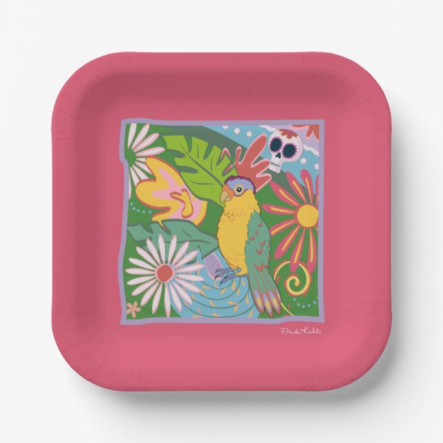 Frida Kahlo Parrot Graphic Paper Plate (Front)