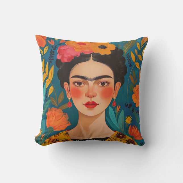 Frida Kahlo Pillow, Cushion, Frida Decor Cushion (Front)