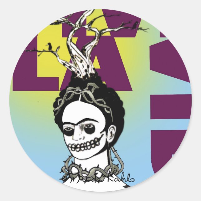 Frida Kahlo Pop Art Portrait Classic Round Sticker (Front)